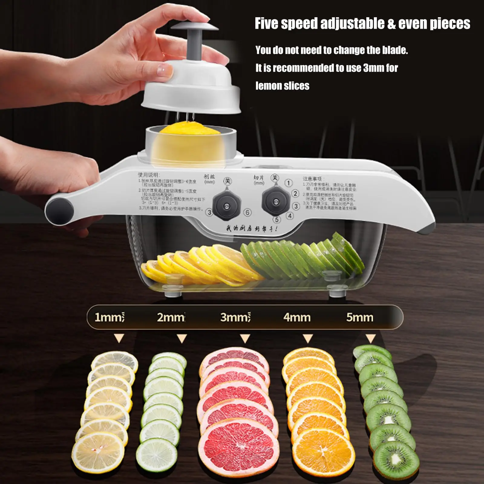 Trancheuse à citron réglable,  - Food Slicer Machine Stainless avis et prix